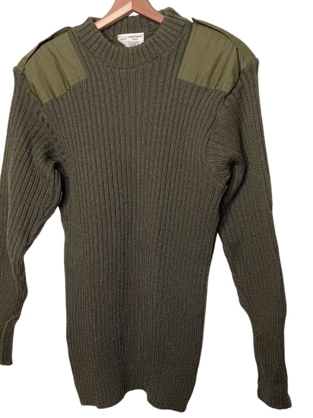 Jersey Mans Heavy Sweater Unisex Size 4 Ribbed Knit Military Police Army Green - Picture 1 of 14